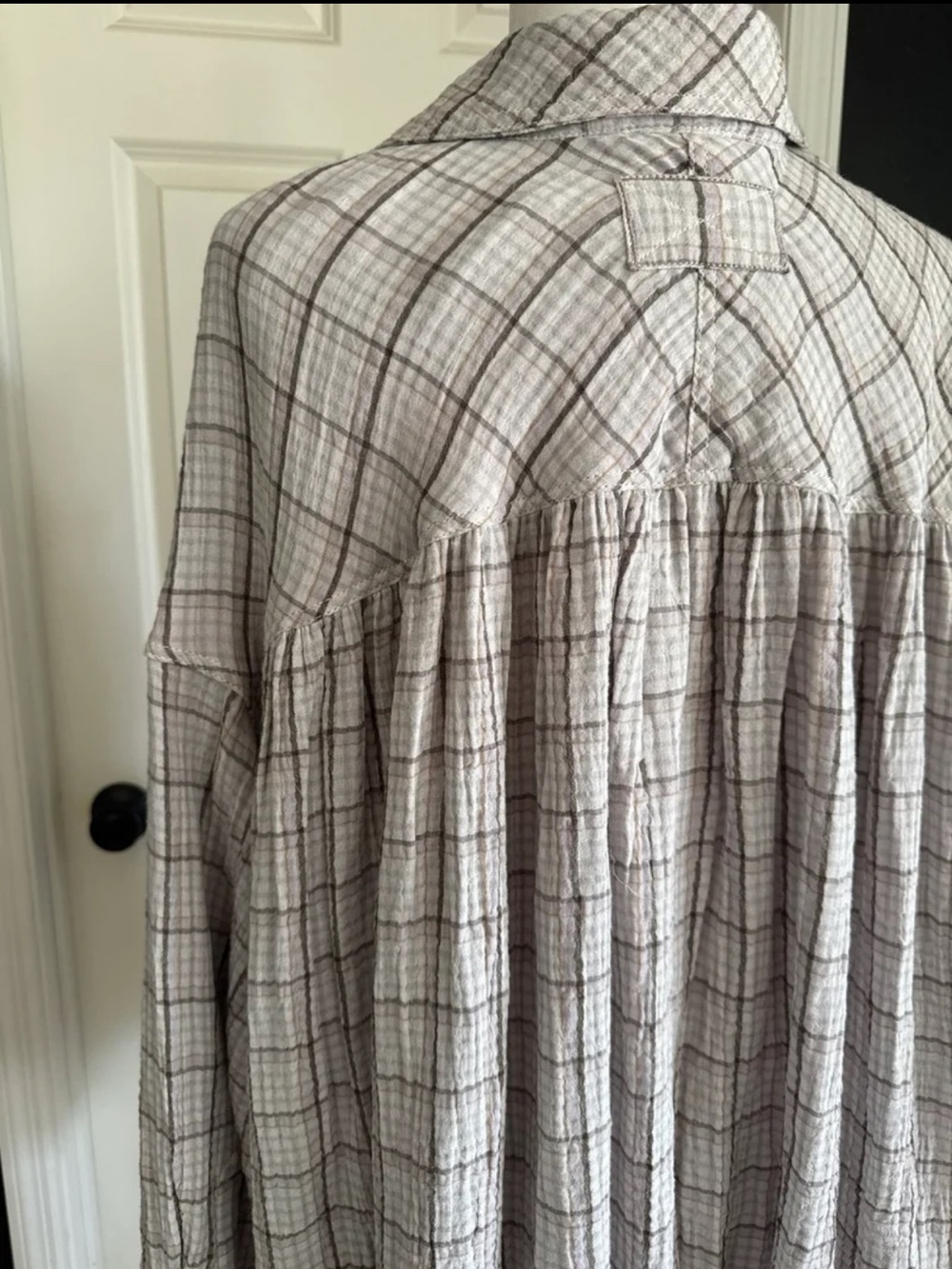Free People We The Free Cardiff Plaid Top Oversized size Small - Picture 9 of 12